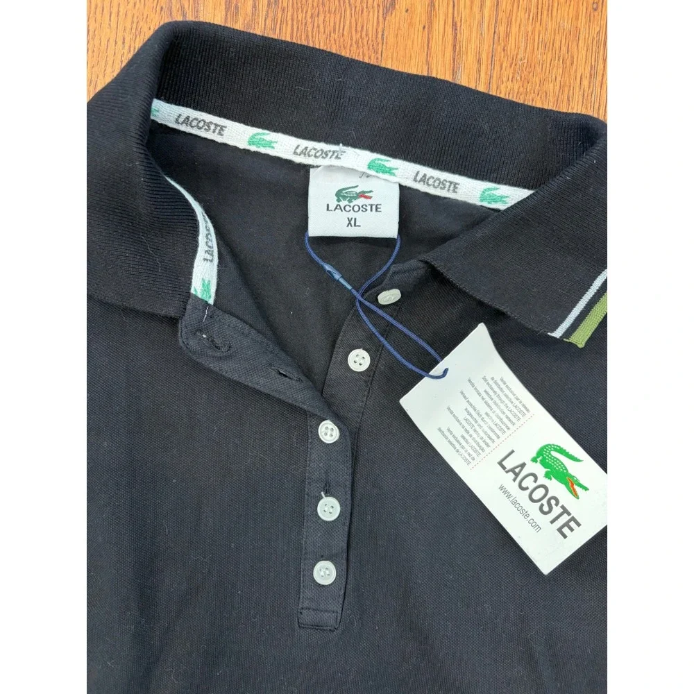 Lacoste Girls XL Black Cotton Pique Polo Dress NWT Preppy Tenniscore